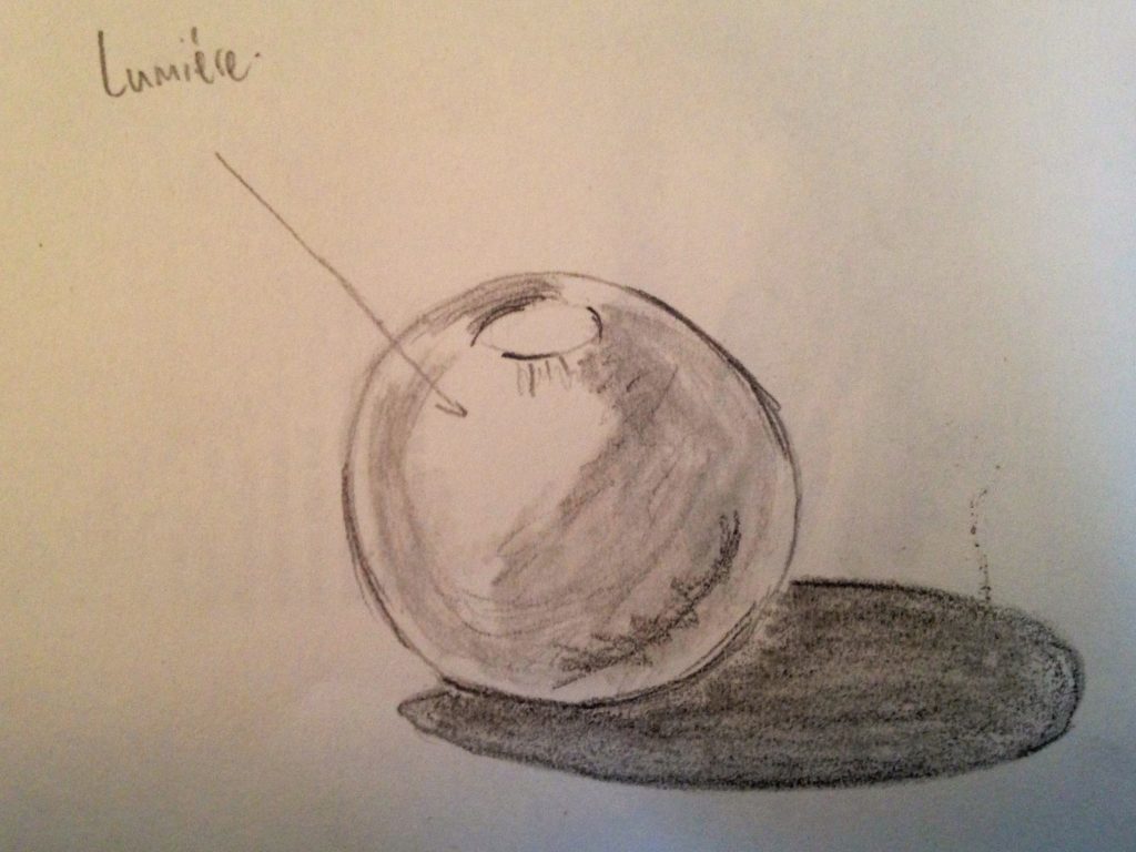 Pomme avec lumière venant de la gauche