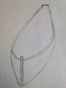 Ligne parallèle aux contours de la barque pour dessiner les rebords de la coque.