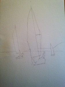 Comment peindre des voiliers rapidement à l'aquarelle. :croquis des voiliers