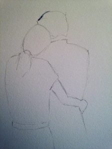 Exprimer l'amour avec l'aquarelle : Techniques de peinture pour un couple enlacé.