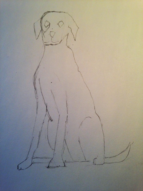 construction du corps et des pattes du dalmatien en dessin