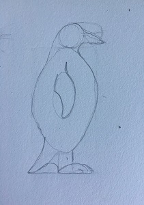forme générale du pingouin avant nettoyage des traits