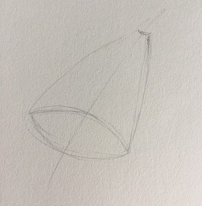 Forme générale en entonnoir pour construire la fleur de campanule