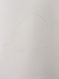 Construction du paysage de montagne avec lignes obliques pour les rochers et lignes horizontales pour le sol