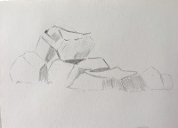 dessiner des rochers étape 2 ombres crayon hachures