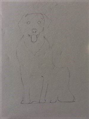 forme générale complète du chien avec traits de poils sur le torse