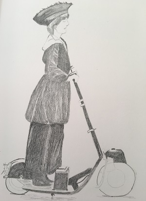 trottinette avec ombre portée au sol