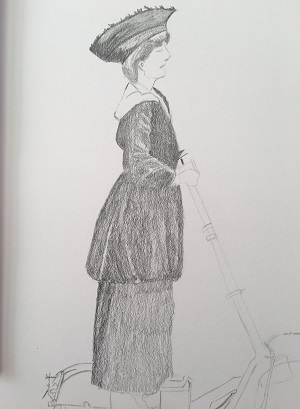 ombres de la veste et de la jupe avec plis visibles