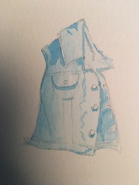renforcement des ombres sur une veste en jean peinte en aquarelle