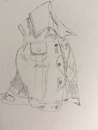 hachures réparties sur toute la veste pour simuler la texture du jean