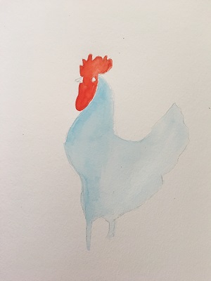 crête du coq peinte à l’aquarelle