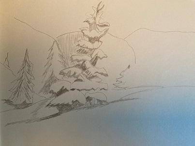 ombres sous la neige pour donner du relief au sapin
