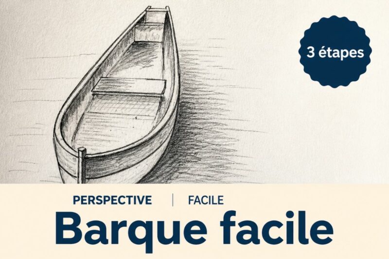 dessiner une barque en perspective facilement étape par étape pour débutant