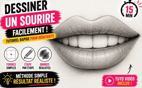 Dessiner un sourire facilement au crayon avec lèvres réalistes, ombres et hachures pour débutants