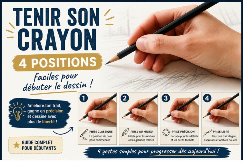 tenir son crayon dessin différentes positions débutant crayon papier