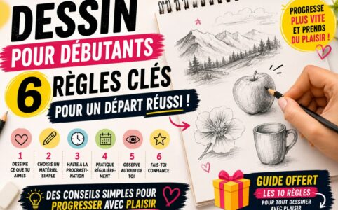 Dessin pour débutants avec carnet de croquis, conseils simples et règles essentielles pour progresser rapidement en dessin