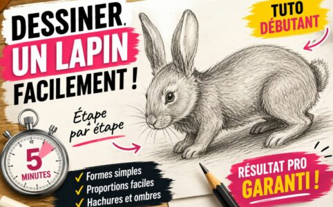 Dessiner un lapin facilement au crayon avec formes simples, hachures et ombres pour débutants
