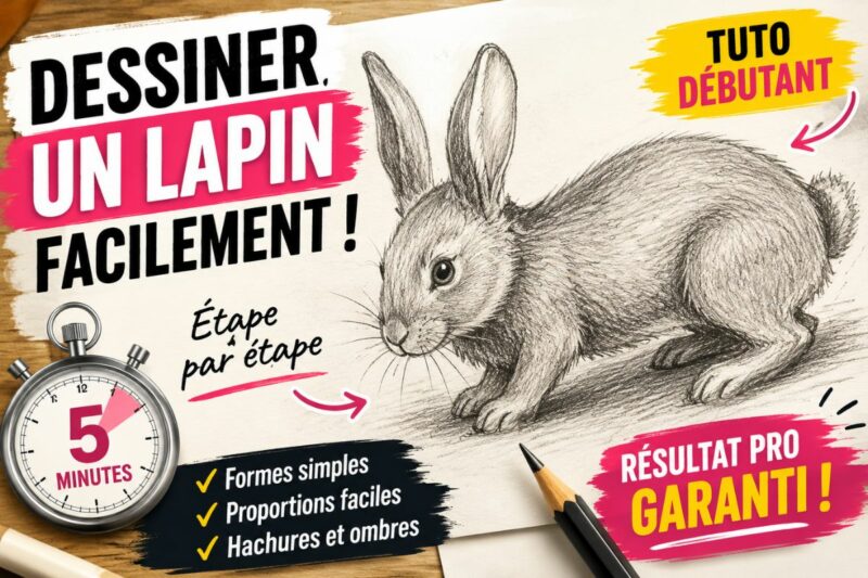 Dessiner un lapin facilement au crayon avec formes simples, hachures et ombres pour débutants