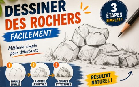 Dessiner des rochers facilement grâce à une méthode simple en 3 étapes pour débutants avec ombres, textures et rendu naturel