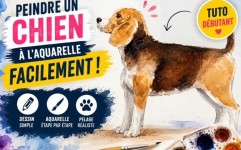 Comment peindre un chien à l’aquarelle facilement grâce à un tutoriel débutant avec pelage réaliste et couleurs douces