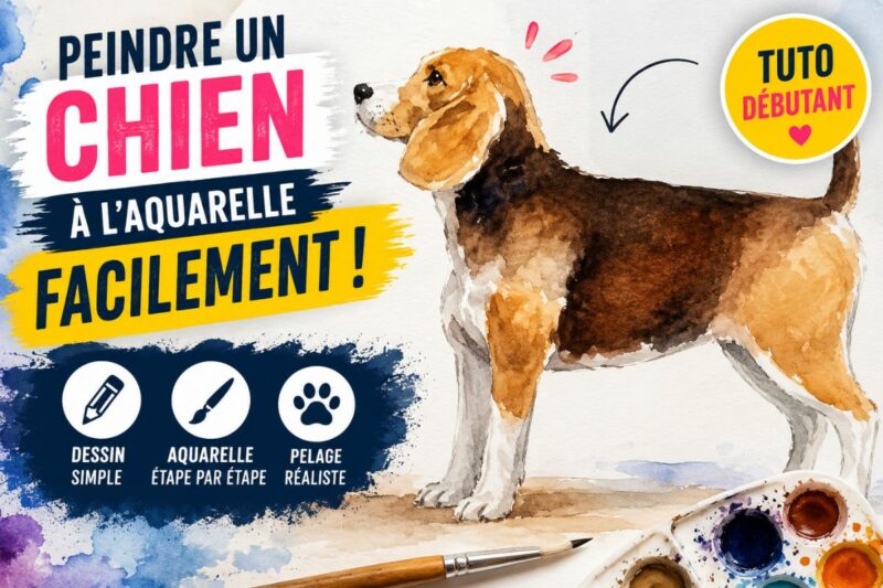 Comment peindre un chien à l’aquarelle facilement grâce à un tutoriel débutant avec pelage réaliste et couleurs douces