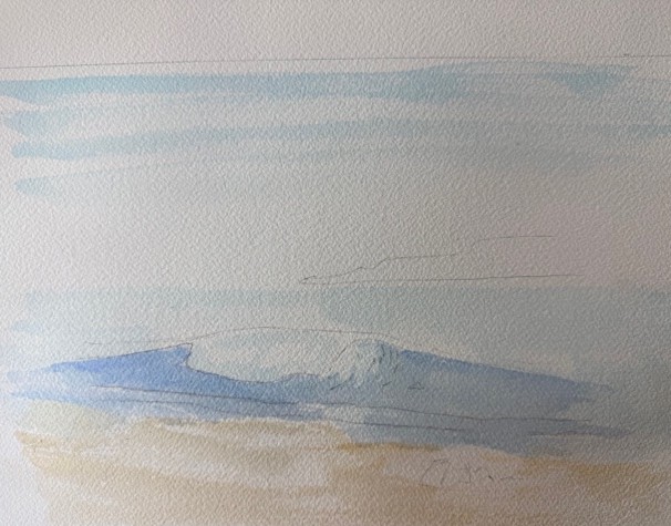 Construction du volume et de la profondeur d’une vague en aquarelle