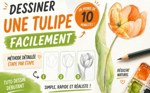 Dessiner une tulipe facilement en moins de 10 minutes grâce à une méthode simple au crayon pour débutants