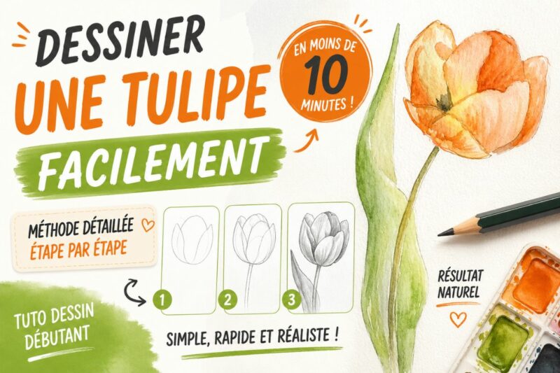 Dessiner une tulipe facilement en moins de 10 minutes grâce à une méthode simple au crayon pour débutants