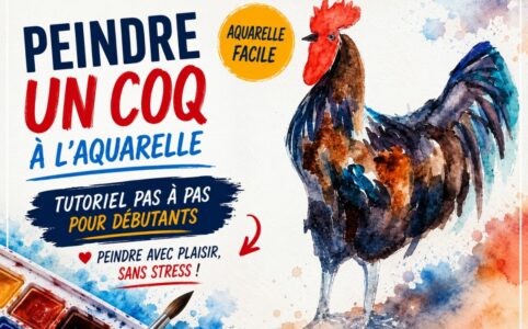 Peindre un coq à l’aquarelle facilement grâce à un tutoriel pas à pas pour débutants avec couleurs vives et effets de plumes