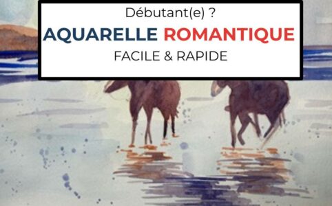 peindre un paysage romantique aquarelle chevaux coucher de soleil facile
