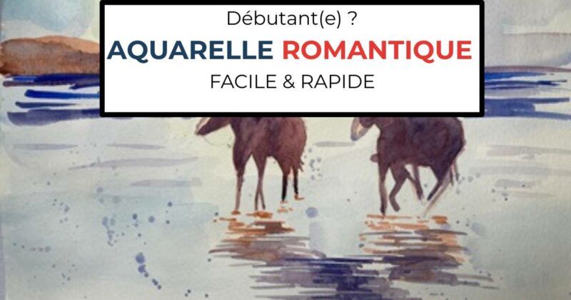 peindre un paysage romantique aquarelle chevaux coucher de soleil facile