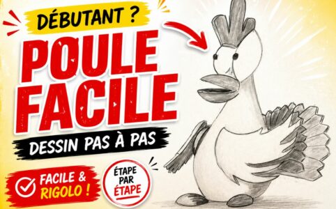comment dessiner facilement une poule rigolote avec un dessin simple étape par étape pour débutant
