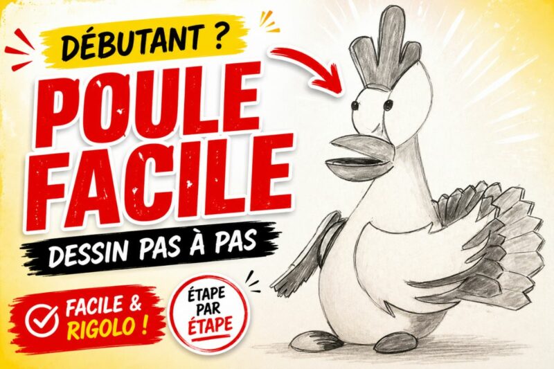 comment dessiner facilement une poule rigolote avec un dessin simple étape par étape pour débutant