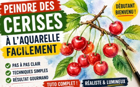 peindre des cerises à l’aquarelle facilement avec lavis et ombres pour un rendu réaliste débutant