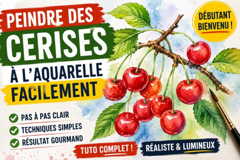 peindre des cerises à l’aquarelle facilement avec lavis et ombres pour un rendu réaliste débutant