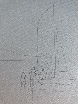 Comment dessiner un voilier sur la plage facilement.