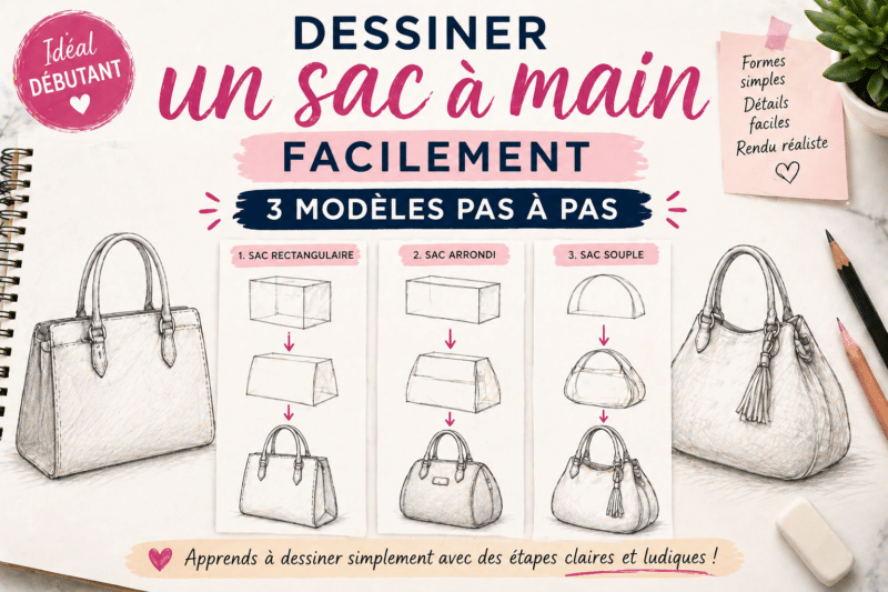 comment dessiner un sac a main facilement debutant 3 modeles pas a pas