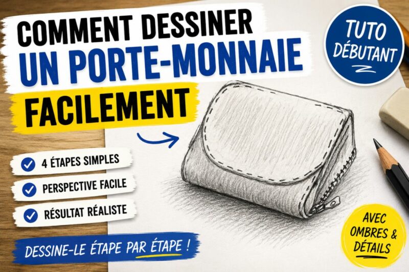 comment dessiner un porte monnaie facilement avec perspective simple ombres et détails pour débutant