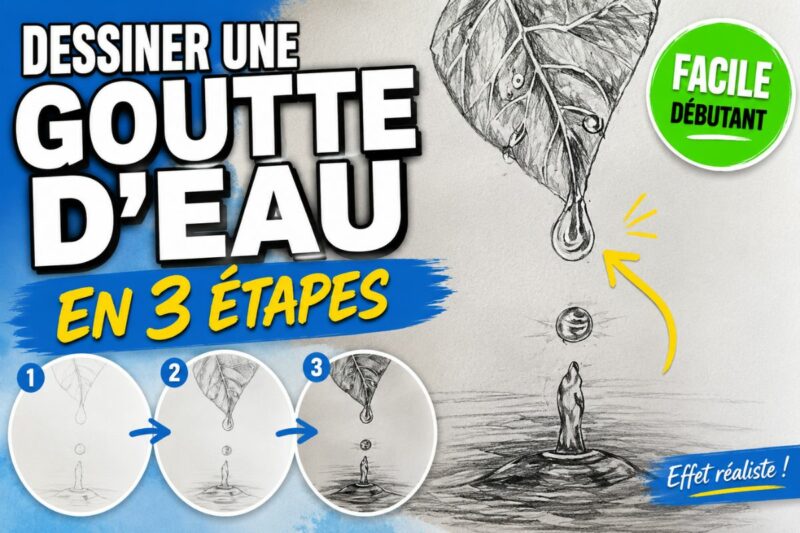 comment dessiner une goutte d’eau en 3 étapes facilement avec effet réaliste ombres et transparence pour débutant