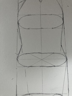 côtés de la bouteille reliés entre les ellipses.