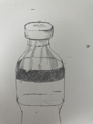 bandes sombres alternées pour créer l’effet plastique de la bouteille