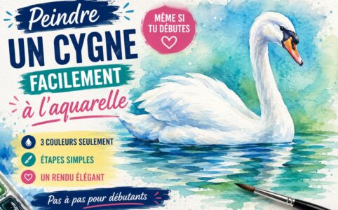 peindre un cygne facilement à l’aquarelle débutant avec 3 couleurs rendu élégant et reflets dans l’eau