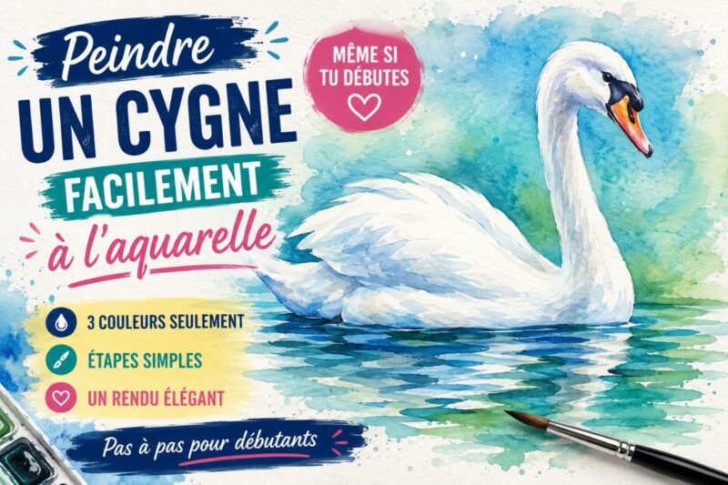 peindre un cygne facilement à l’aquarelle débutant avec 3 couleurs rendu élégant et reflets dans l’eau