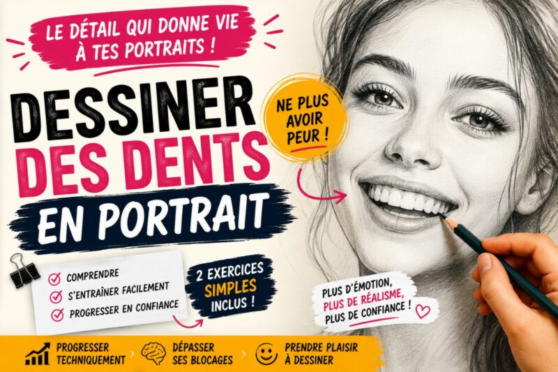 essiner des dents en portrait débutant sourire réaliste technique facile confiance dessin