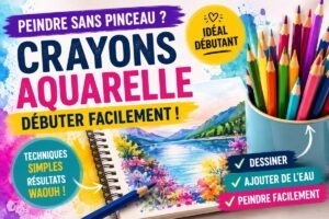 crayons aquarelle débutant peindre sans pinceau technique facile dessin et peinture aquarelle