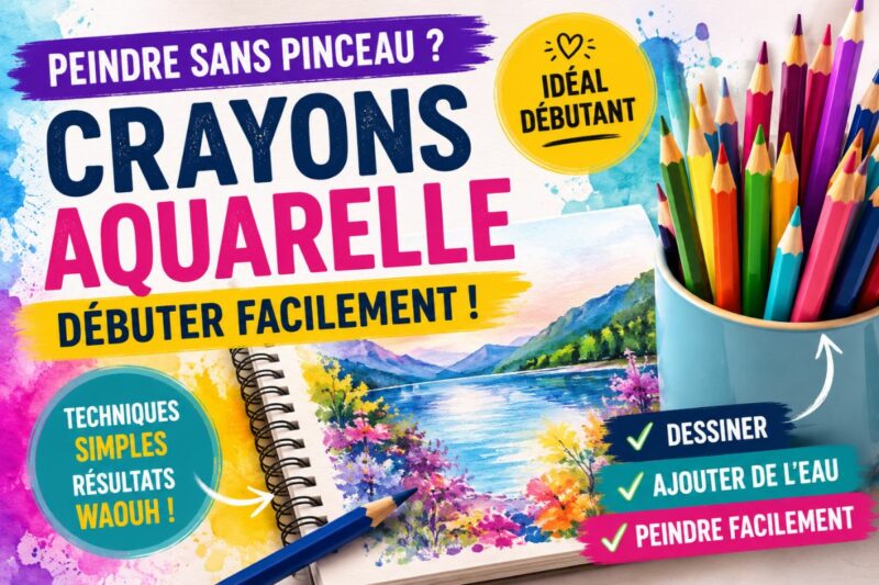 crayons aquarelle débutant peindre sans pinceau technique facile dessin et peinture aquarelle