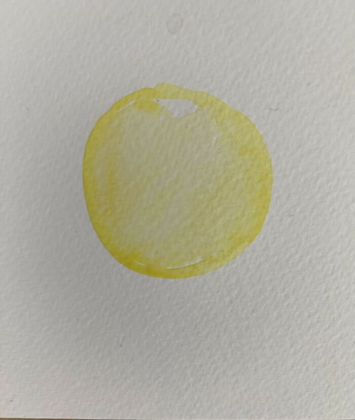 base jaune pomme aquarelle sans dessin débutant forme simple
