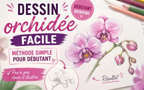 dessin orchidée facile méthode simple pour débutant fleur détaillée au crayon et rendu final