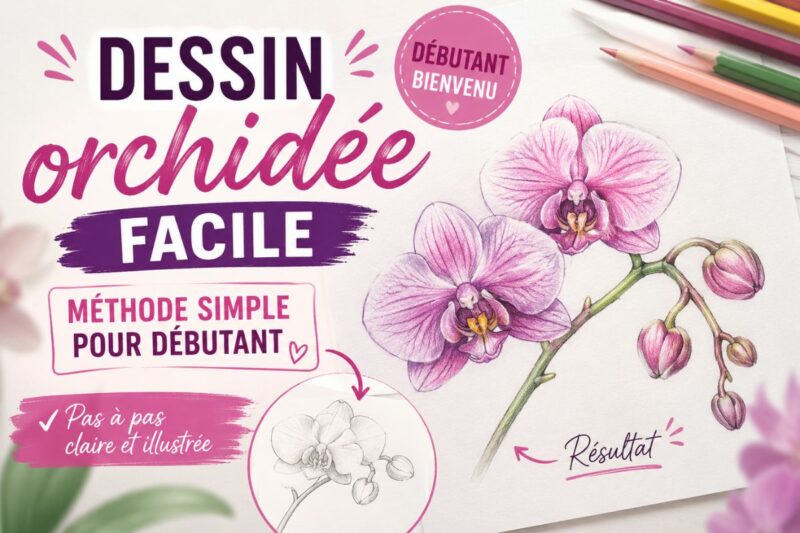 dessin orchidée facile méthode simple pour débutant fleur détaillée au crayon et rendu final
