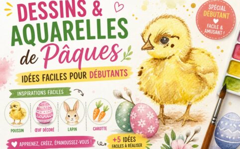 Dessins et aquarelles de Pâques avec un poussin facile à peindre pour débutant